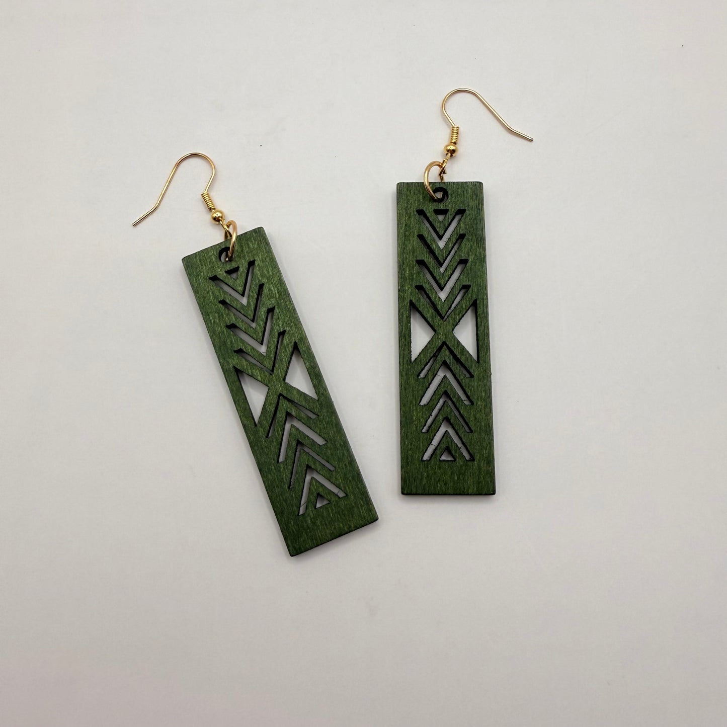 Geometric Wooden Dangle Earrings