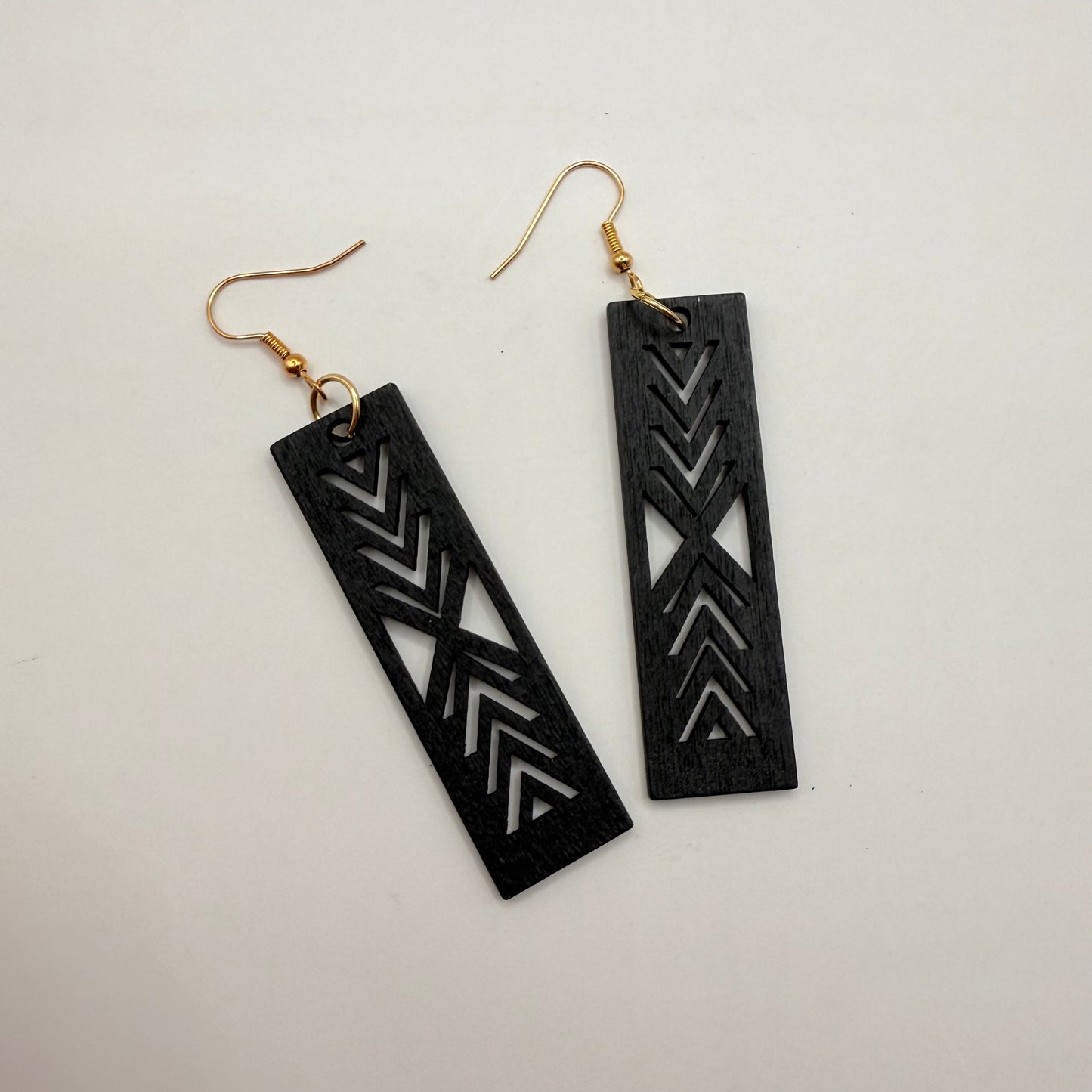 Geometric Wooden Dangle Earrings