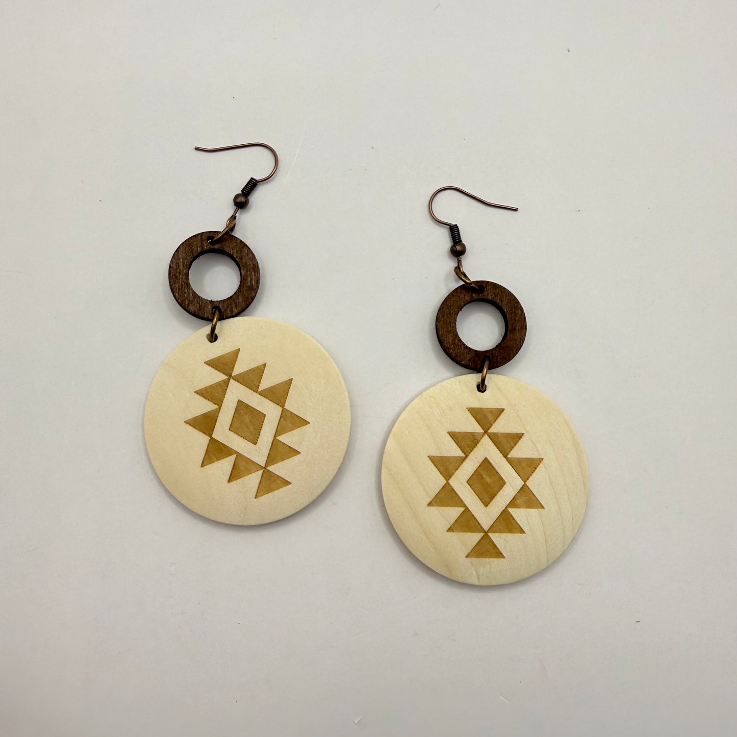 Geometric Wooden Drop Earrings