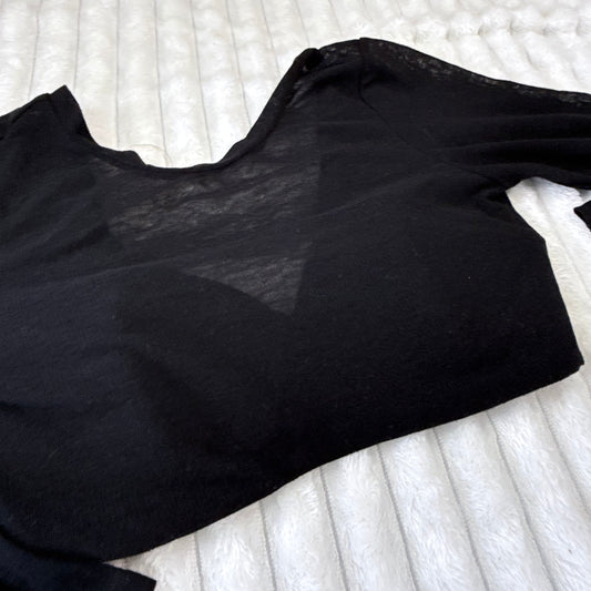 Glassons Deep V Long Sleeve Shrug Top Black - Size M