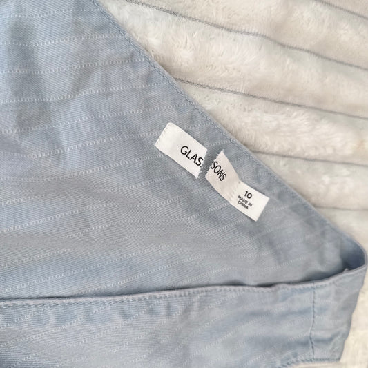 Glassons Tie-Front Wrap Top Light Blue - Size 10