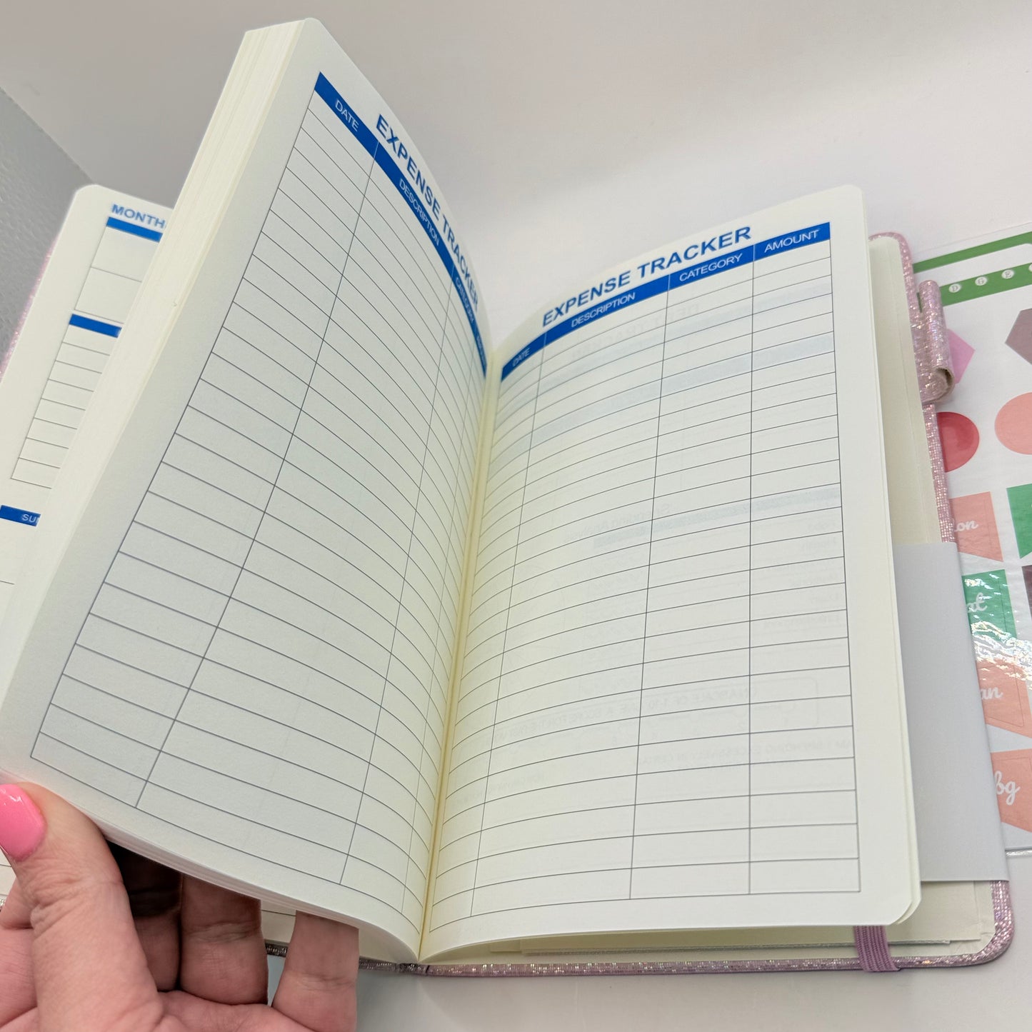 Glittery pink budget planner - planners original photo - what’s new stationery