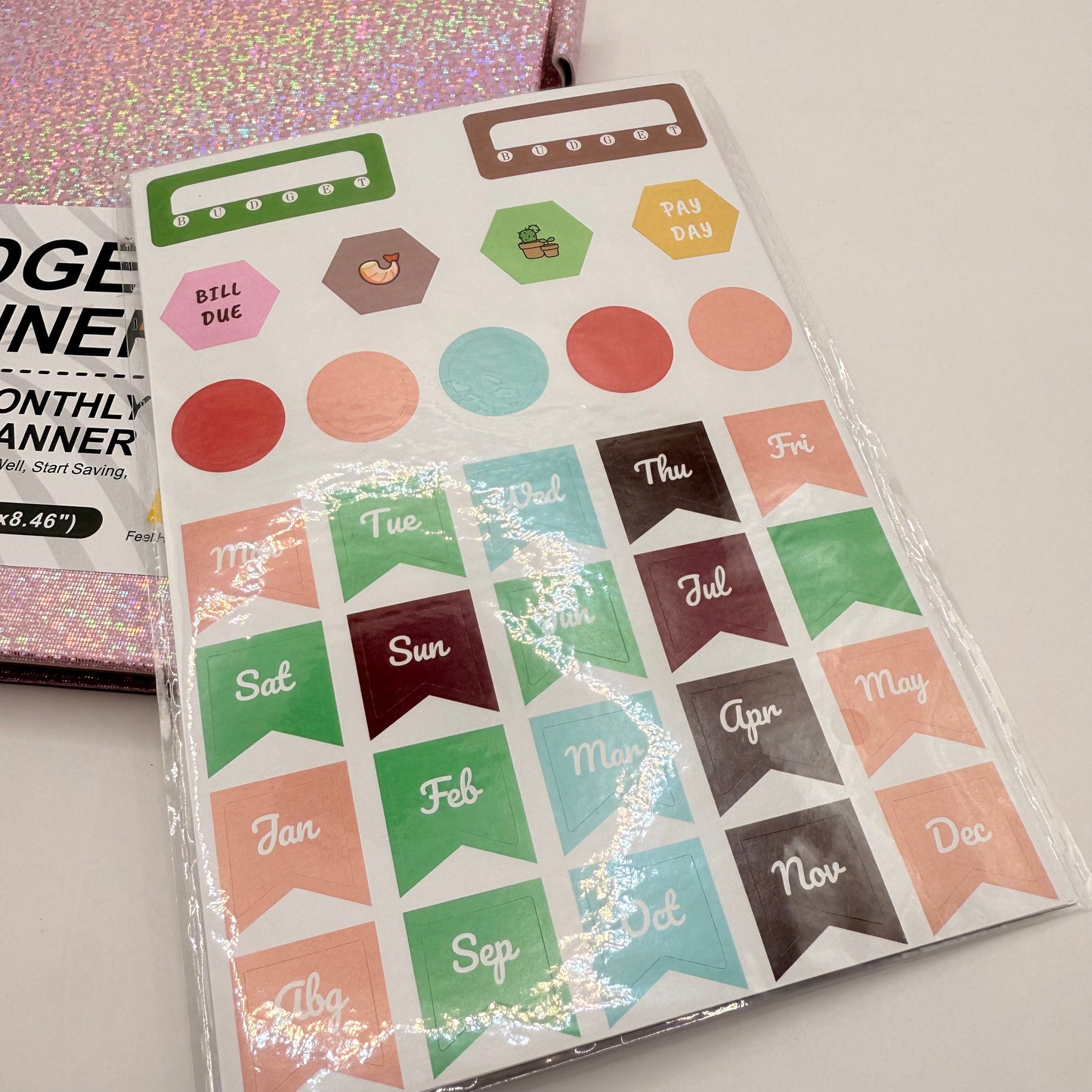 Glittery pink budget planner - planners original photo - what’s new stationery