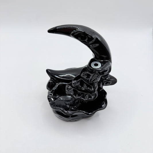 Glossy Black Crescent Moon Backflow Incense Burner