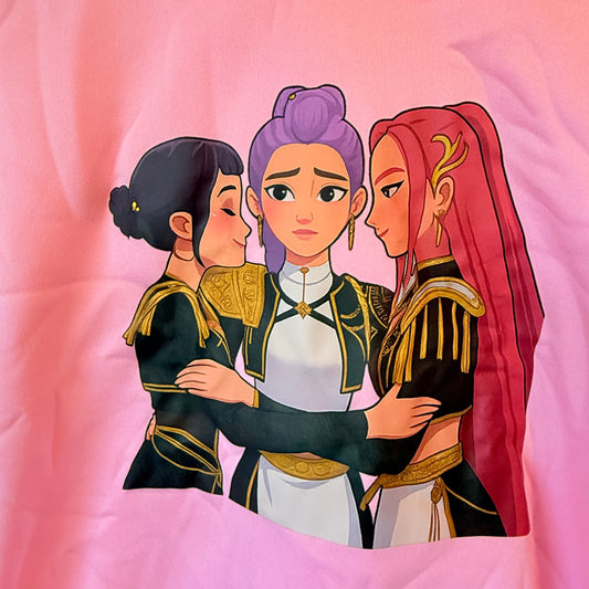 Graphic huntrix print hoodie - pink - hoodies original photo - what’s new children’s apparel