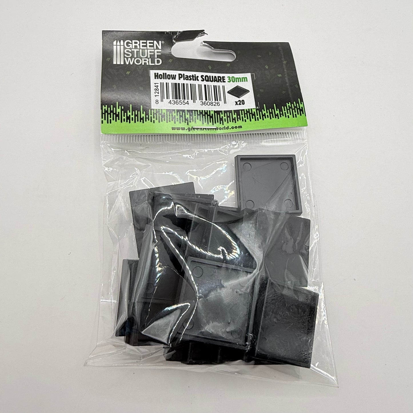 Green stuff world hollow plastic square bases - 30mm black pack of 20 - craft shapes & bases crafts