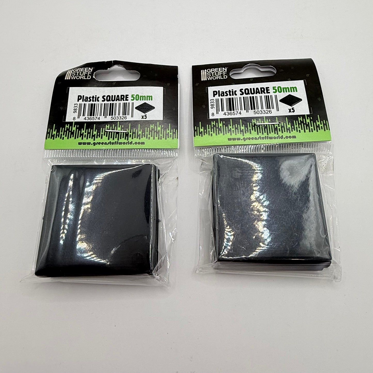 Green stuff world plastic square bases - 50mm black pack of 5 (x2) - model making crafts