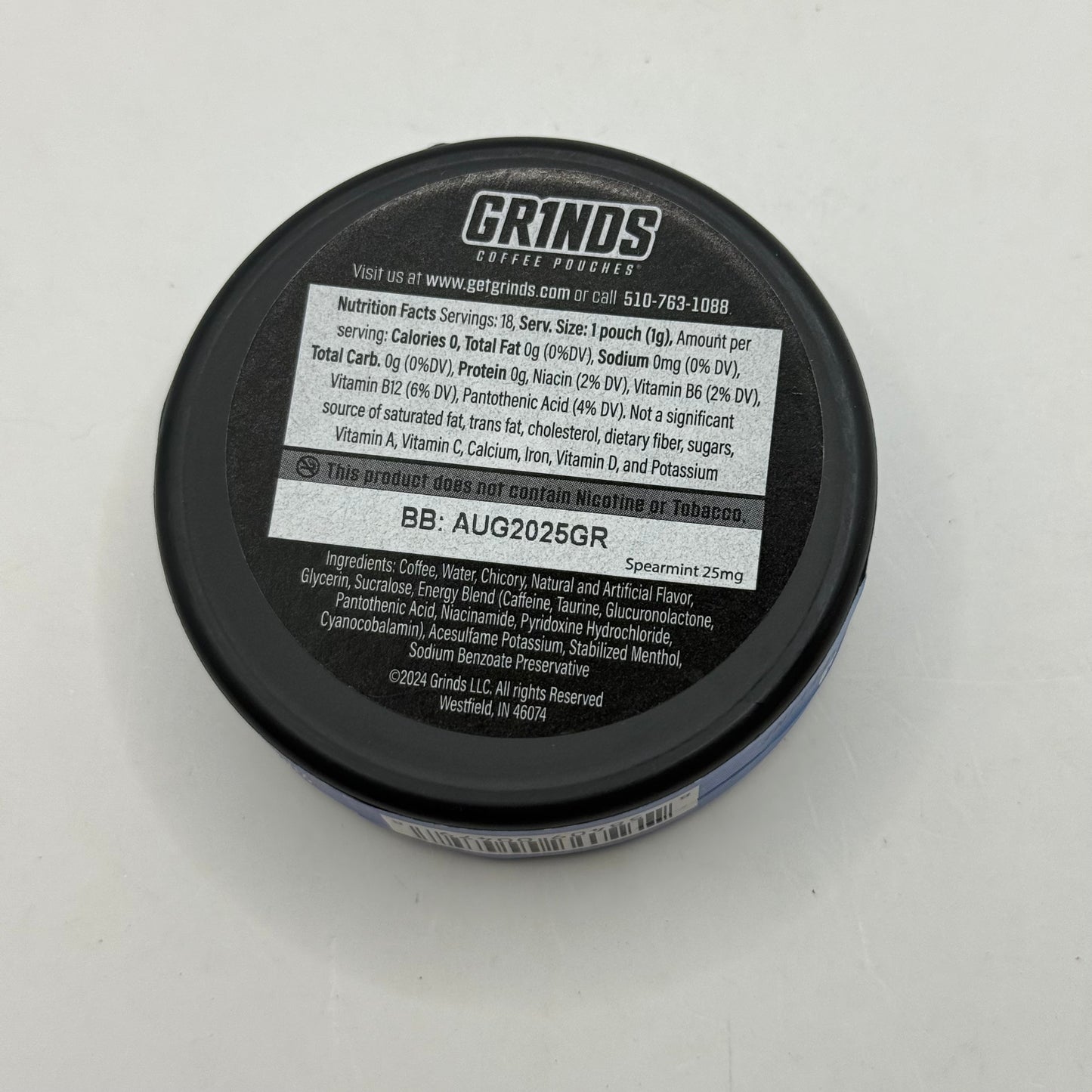 Grinds Spearmint Coffee Pouches - 18 Pouch Tin
