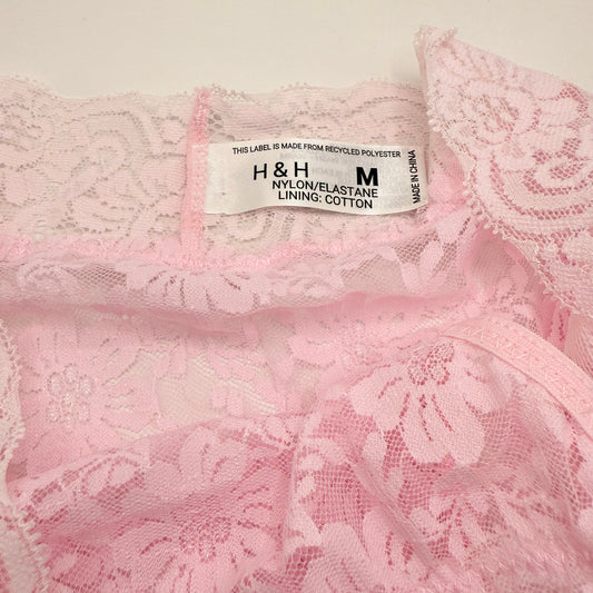 H&H Women’s Pink Floral Lace Briefs – Size M