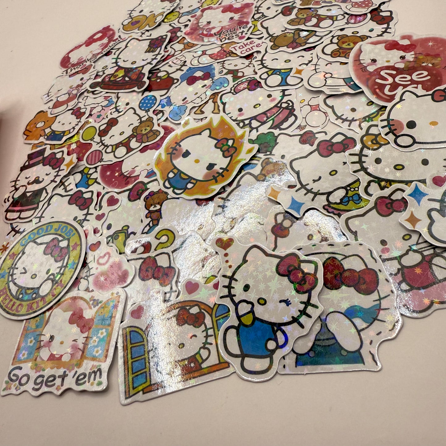 Hello kitty sparkle decal pack – 60-piece holographic sticker set - decorative stickers original photo - what’s new
