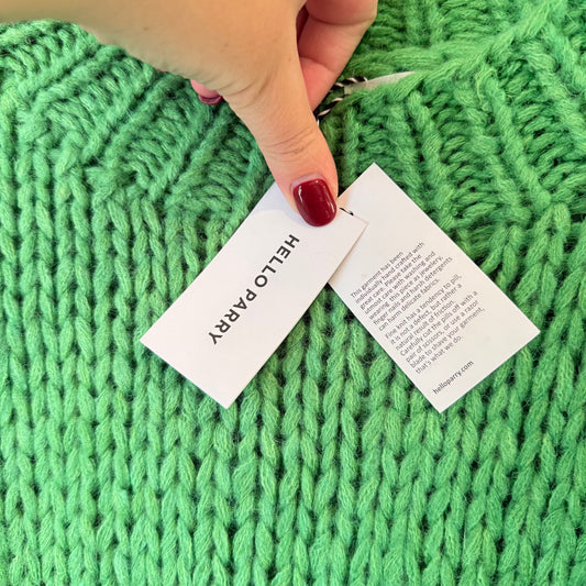 Hello Parry Chunky Knit Oversize Mohair / Merino Green Sweater - One Size