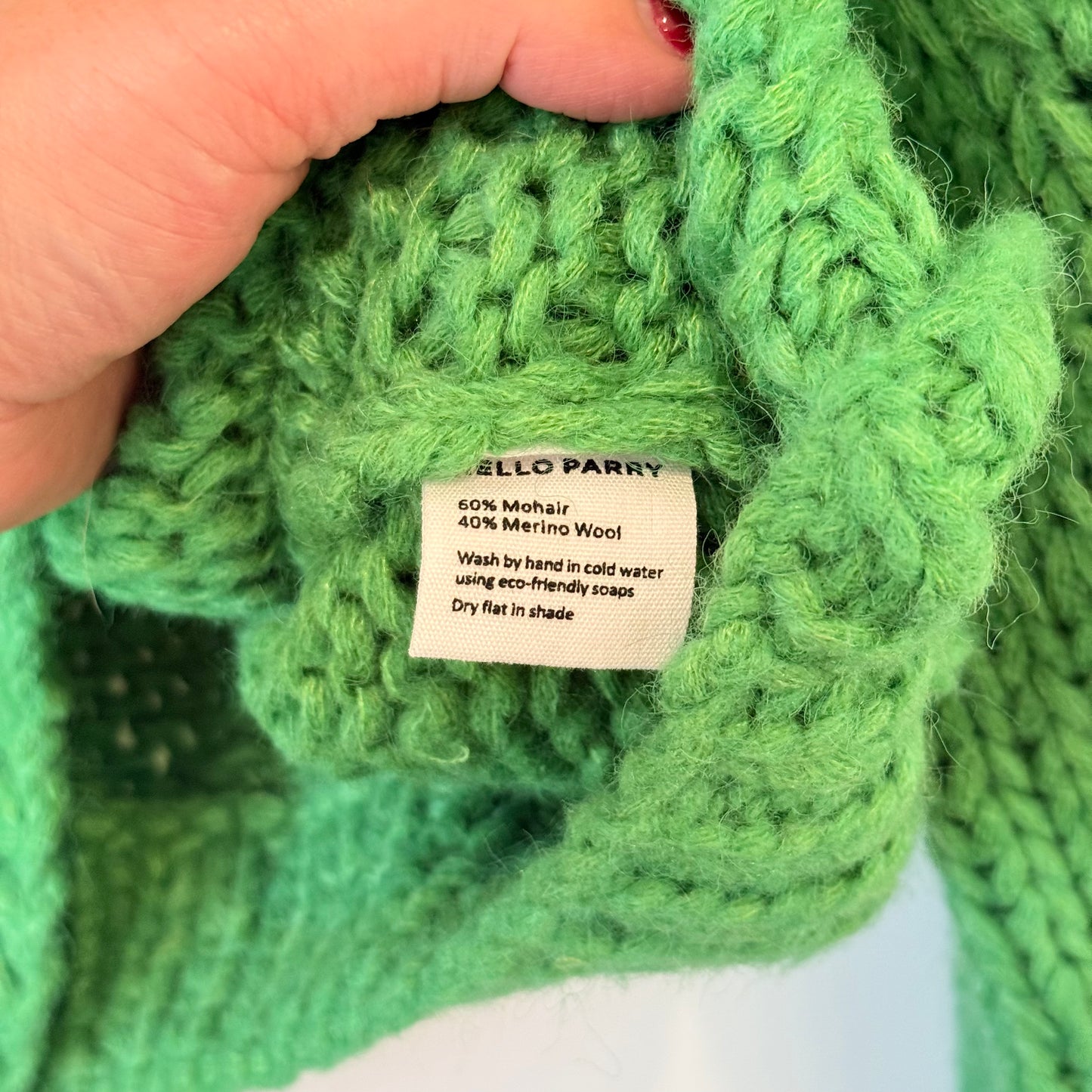 Hello Parry Chunky Knit Oversize Mohair / Merino Green Sweater - One Size