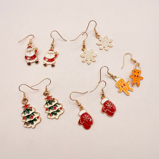 5x pairs christmas-themed dangle earrings - d2 - earrings original photo - what’s new fashion accessories