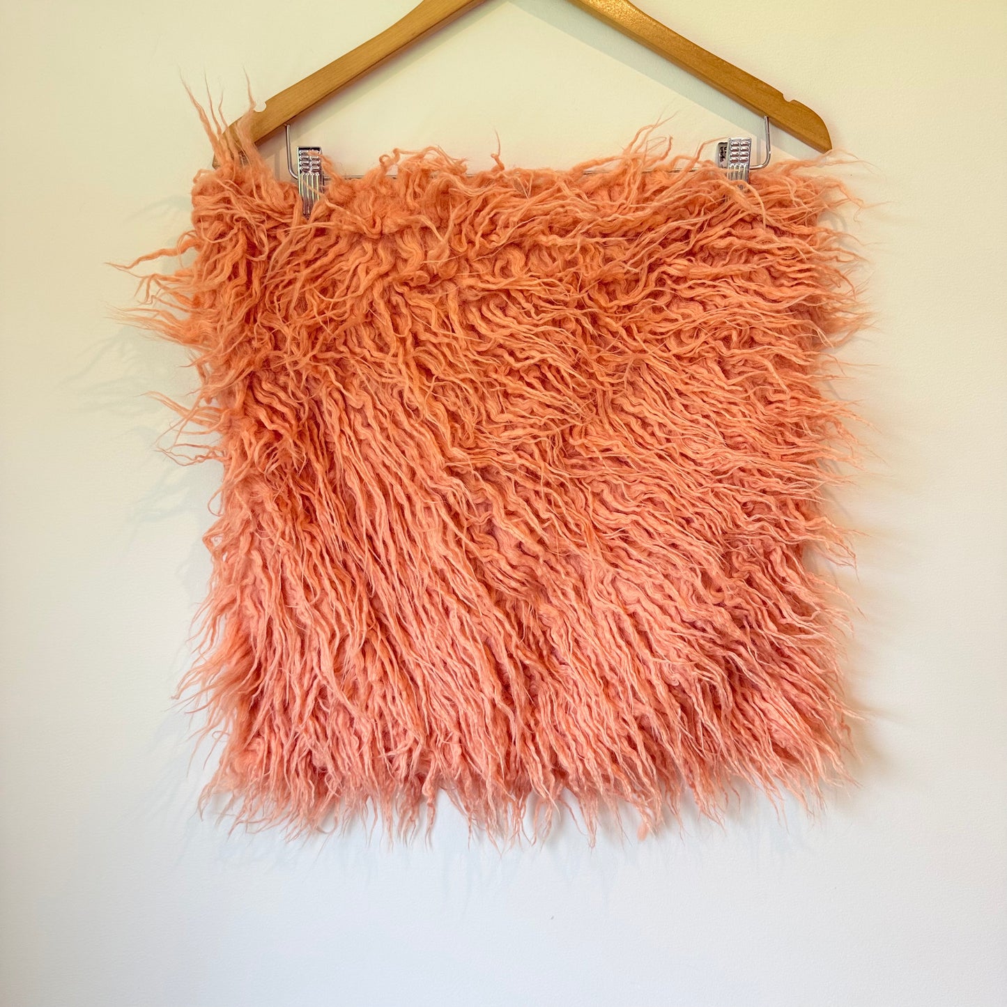 Home Style 45x45cm Faux Fur Cushion Cover - Peach Shaggy