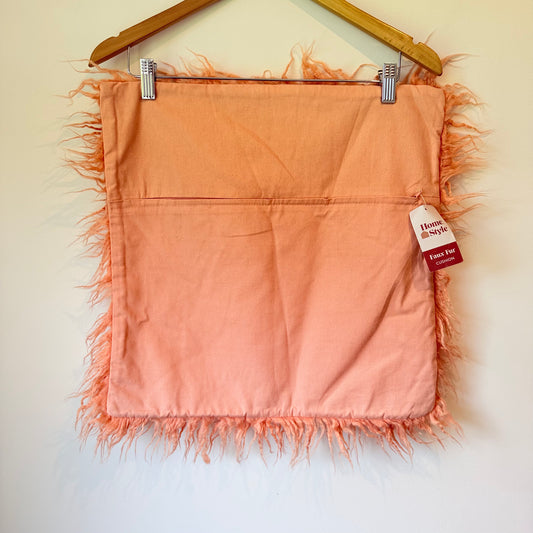 Home Style 45x45cm Faux Fur Cushion Cover - Peach Shaggy