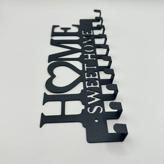 Home Sweet Home Black Metal Key Rack with 6 Hooks