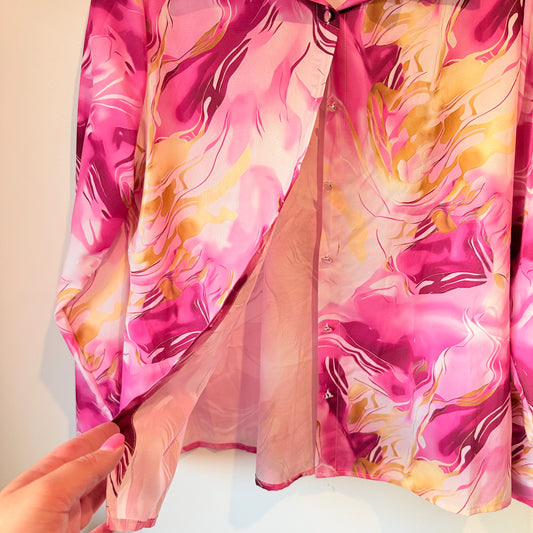 Size M Multi-Coloured Long-Sleeve Blouse