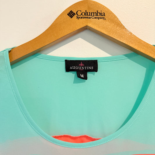 Augustine Size XS Color-Block Sheer Long-Sleeved Blouse