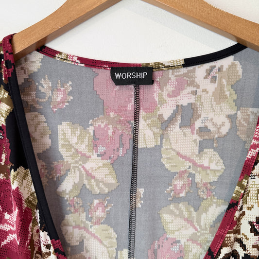Worship Size U/Arm to U/Arm 52cm Floral Print Sheath Dress