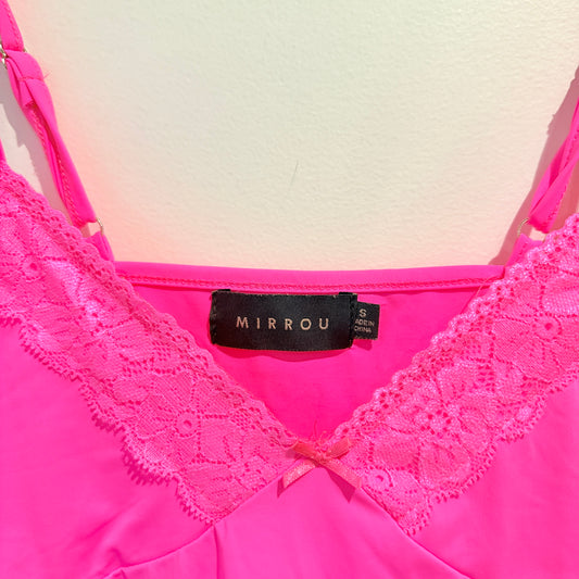 Mirrou Size S Hot Pink Lace-Trim Cami Top
