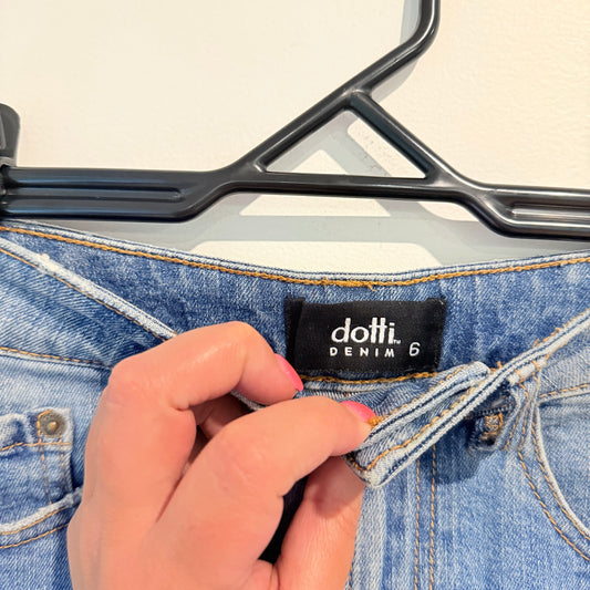 Dotti Size 6 Ripped High-Waisted Denim Cut-Off Shorts