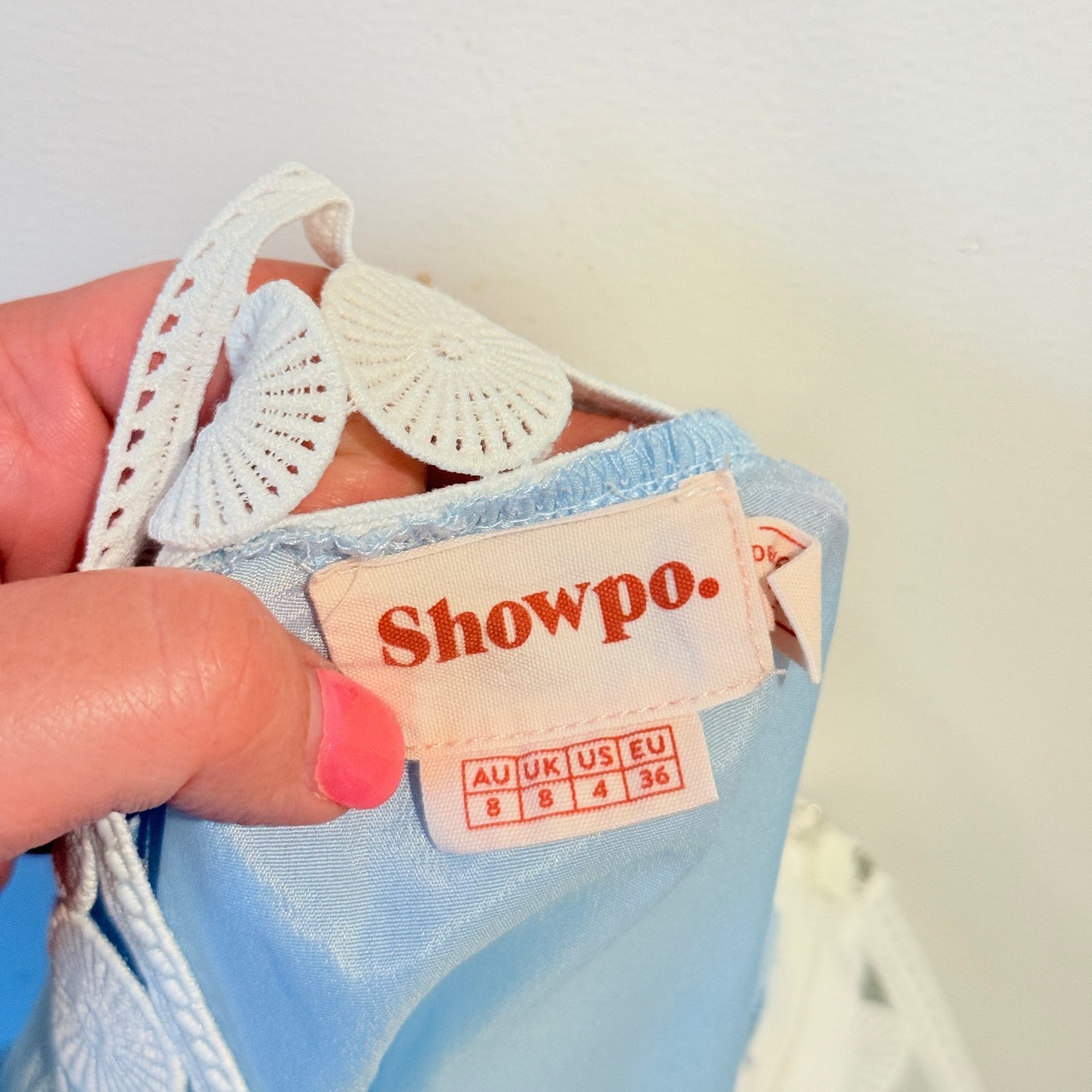 Showpo Size 8 Light Blue Tiered Mini Skirt