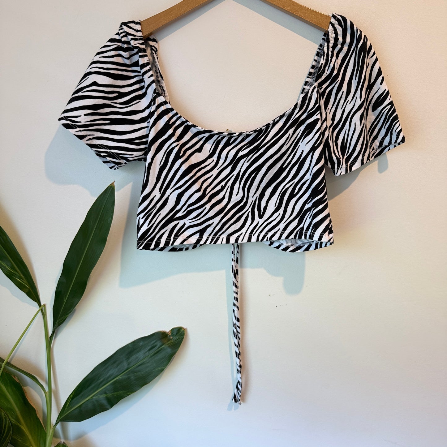 Glassons Zebra Print Ruched Crop Top – Size XL