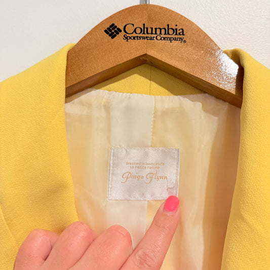 Paige Flynn Size 1 Yellow Double-Breasted Twill Blazer