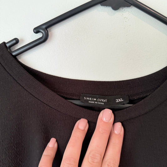 Shein Curve Size 3XL Black Cropped Boxy T-Shirt