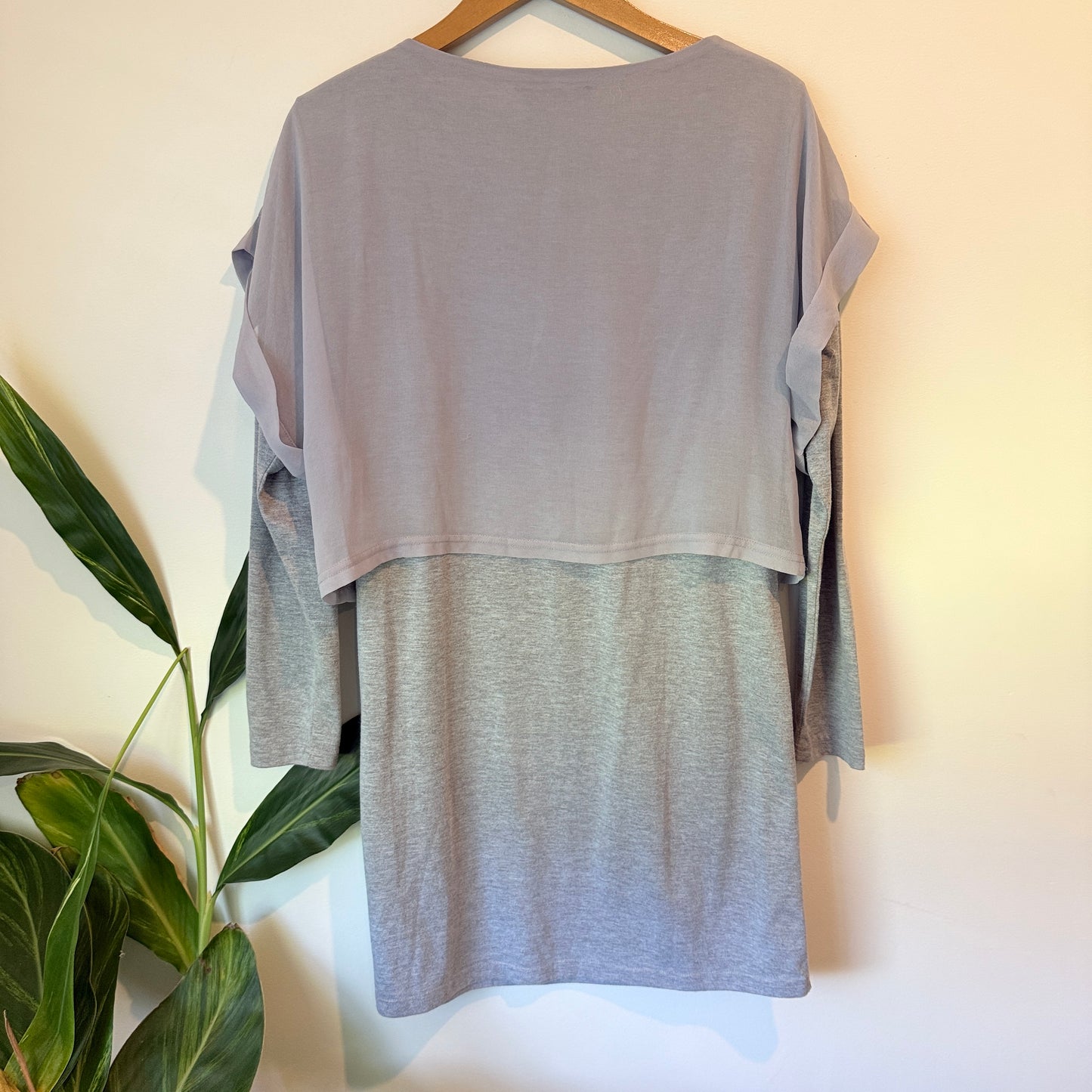 Decjuba Layered Long Sleeve Tunic Top Grey – S/M
