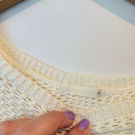 Cream Open Knit Sweater - Size M