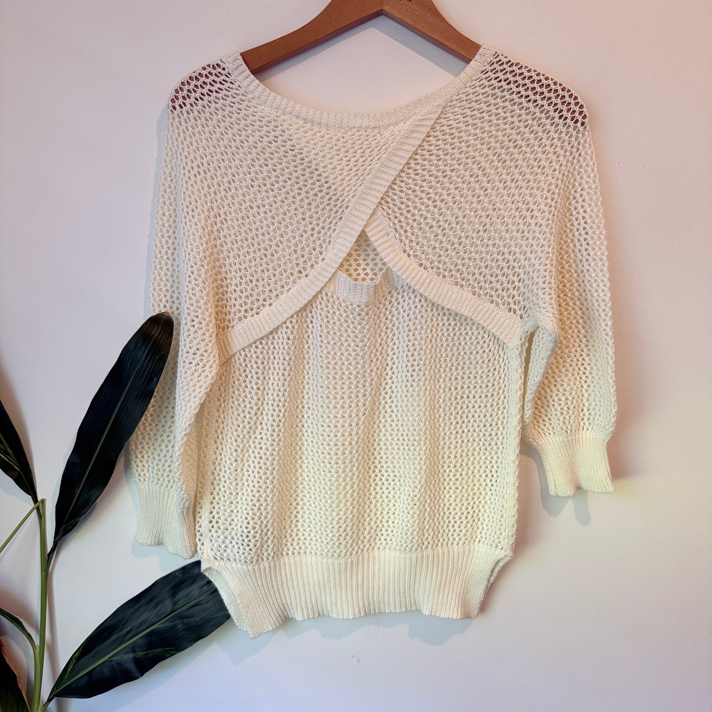 Cream Open Knit Sweater - Size M