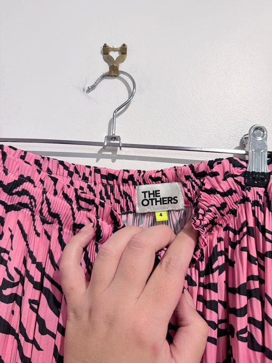The Others Size 4 Pleated Zebra-Print Midi Skirt