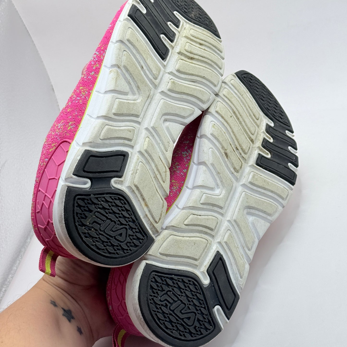 Fila Pink & Lime Velcro Sneakers – Size 5