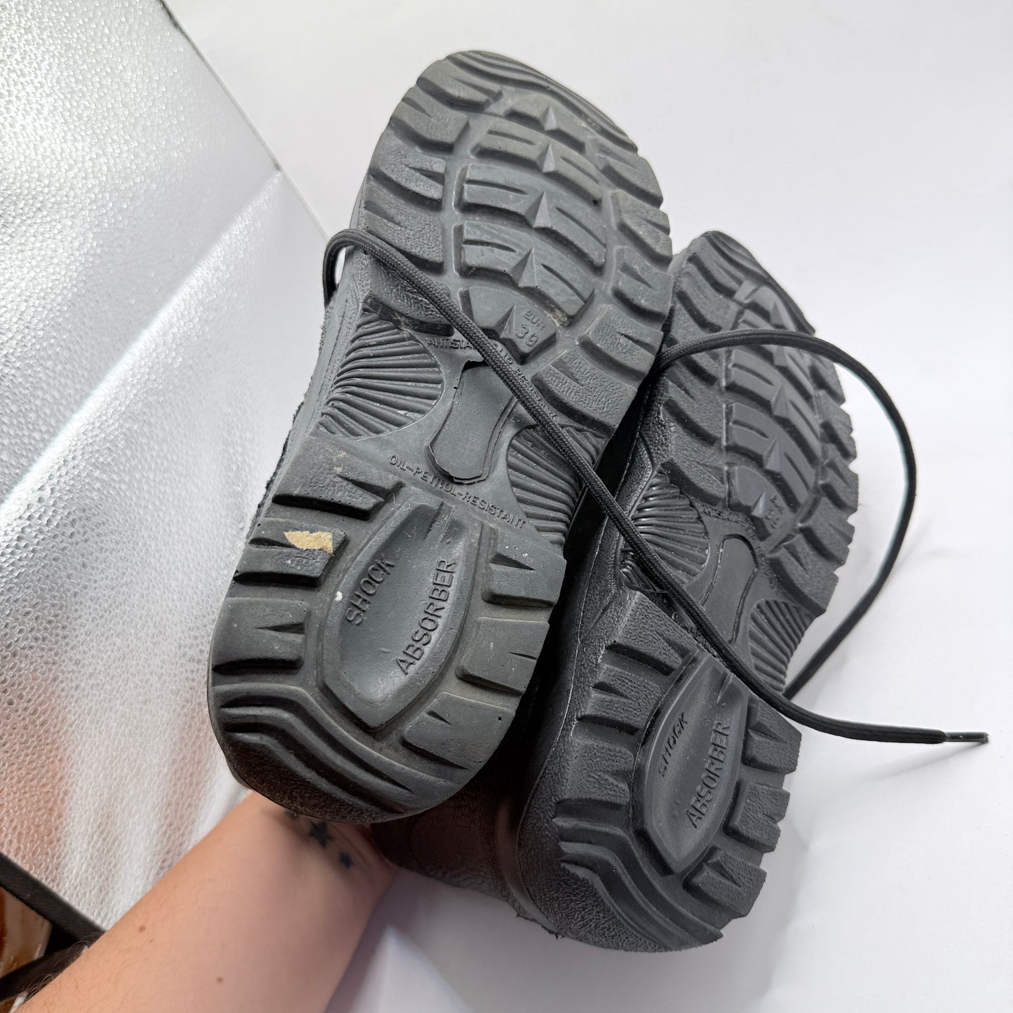 Robuck Black Leather Safety Work Boots UK 6 Steel Toe Oil Resistant