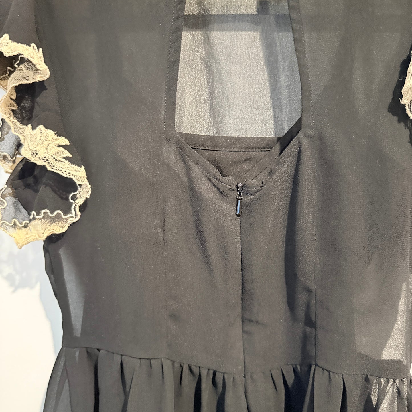 ASOS Size 6 Black Short-Sleeved Chiffon Mini Dress