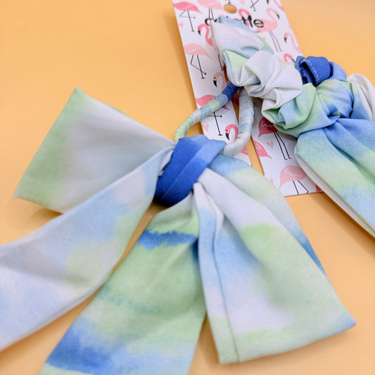Colette Ariana Blue Green Tie Dye Bow Hair Ties 2 Pack One Size