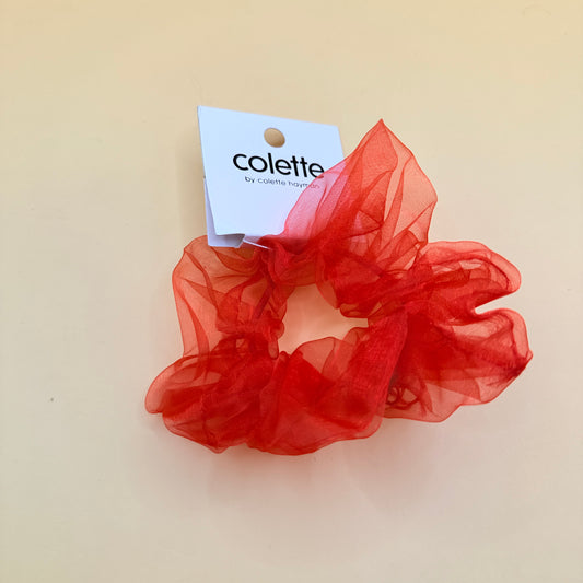 Colette Red Organza Scrunchie Sheer Hair Tie One Size
