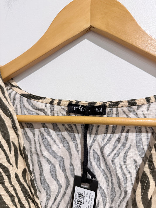 Cotton On Zebra Print Twist Front Top Neutral Size M