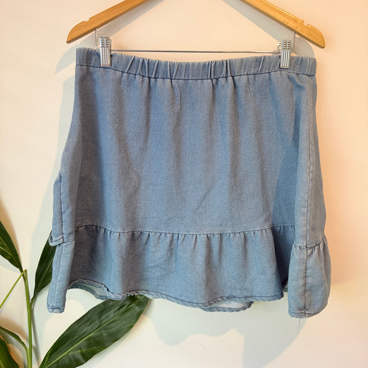 Supre Asymmetric Ruffle Skirt Denim Look - XL