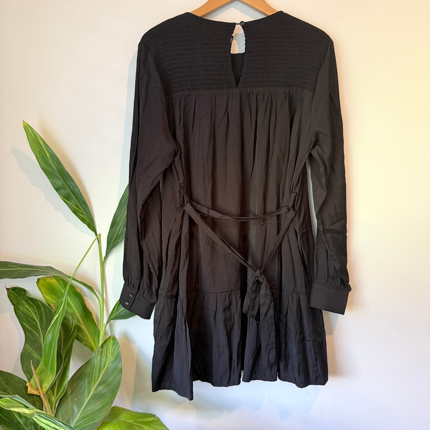 Staple the Label Smocked Long Sleeve Dress Black - Size 12