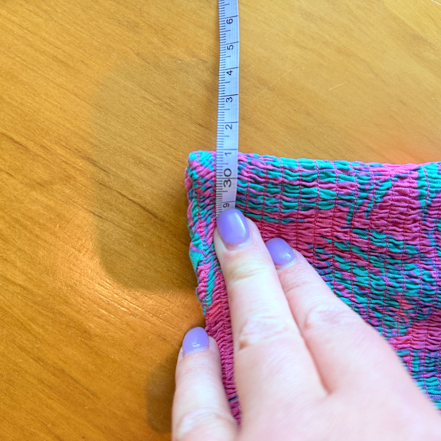 Tag 7 Womens Smocked Strapless Tube Top Pink Green Tropical - 31cm U/Arm