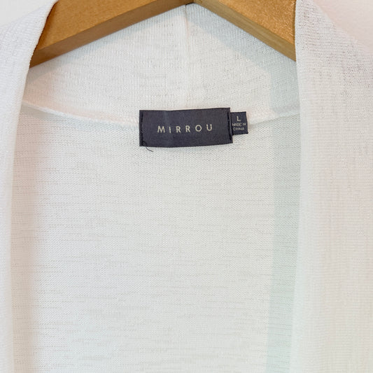 Mirrou Open Front Longline Cardigan White - Size L