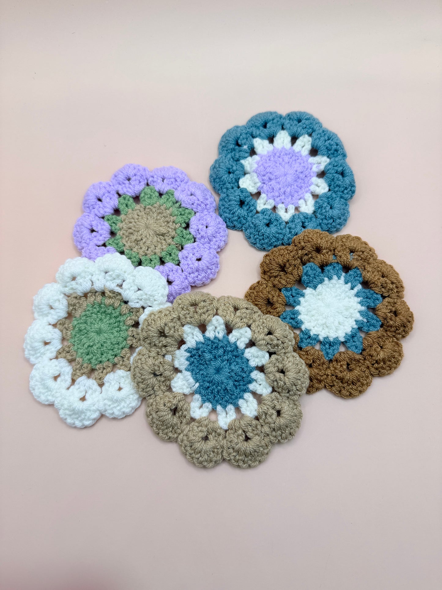 Crochet Flower Coasters Set 5