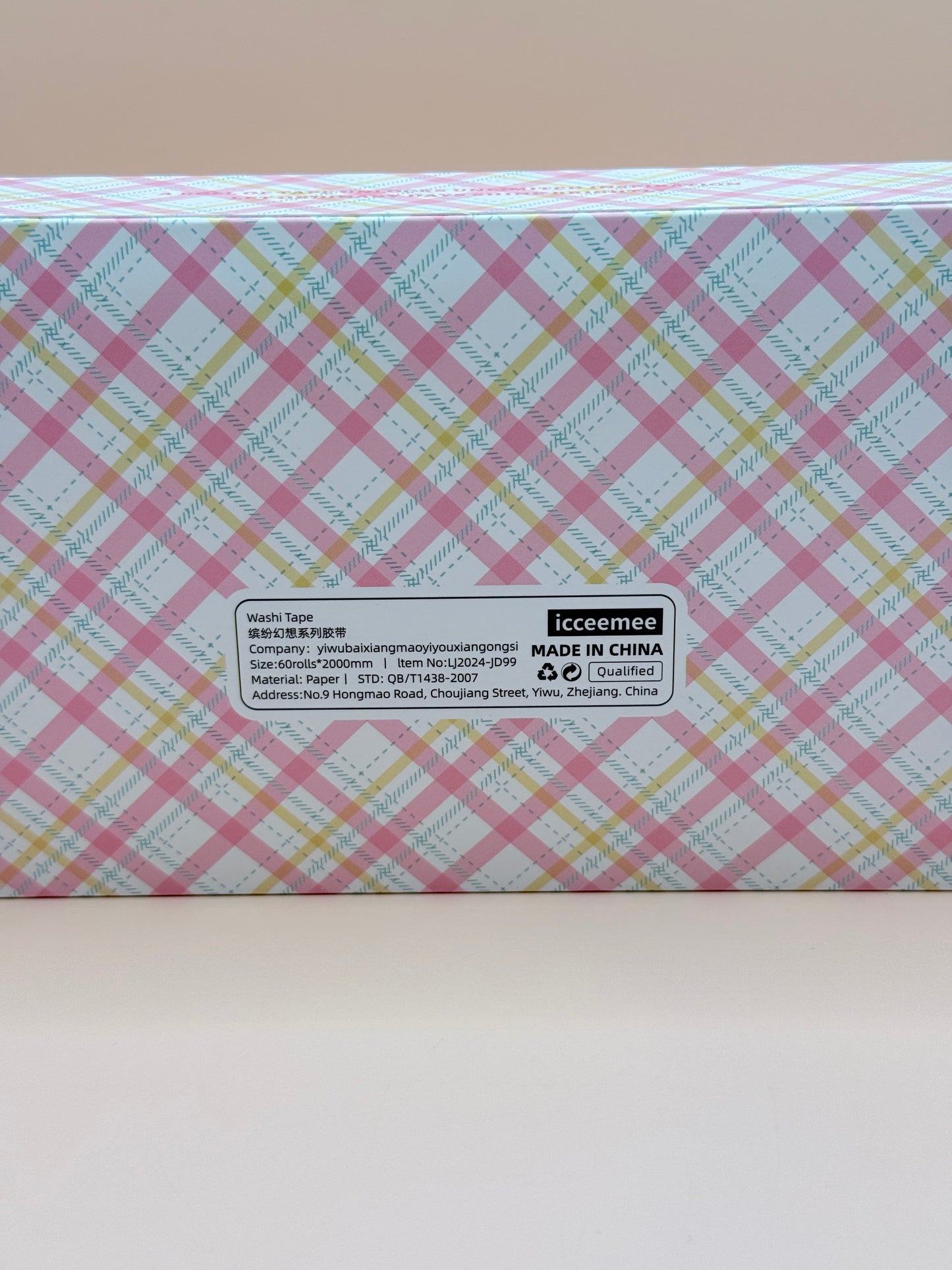 60pc Pastel Grid Washi Tape Set