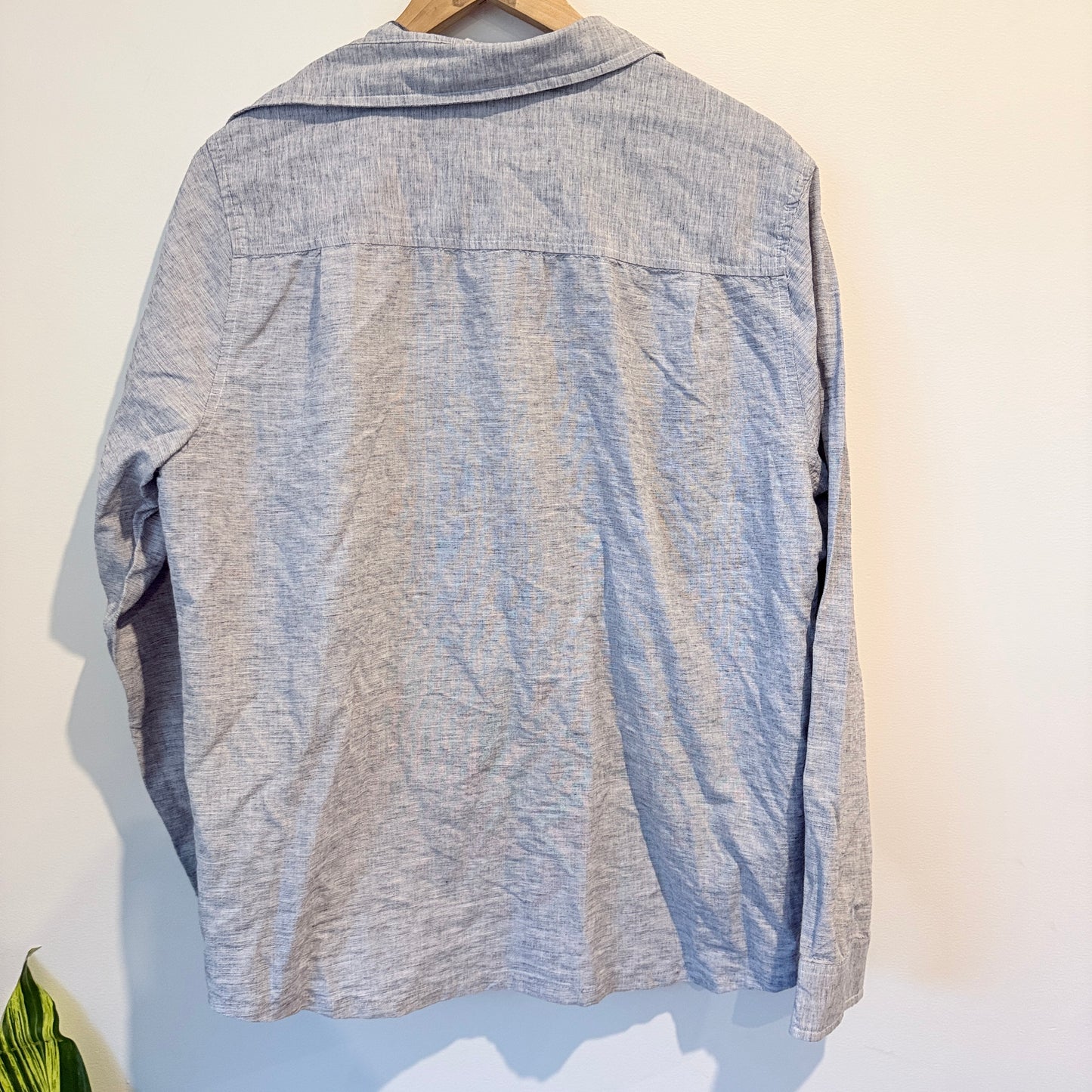 Light Grey Chambray Linen Shirt Size 2XL