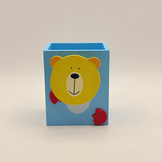 Wooden Animal Pen Holder with Note Clip