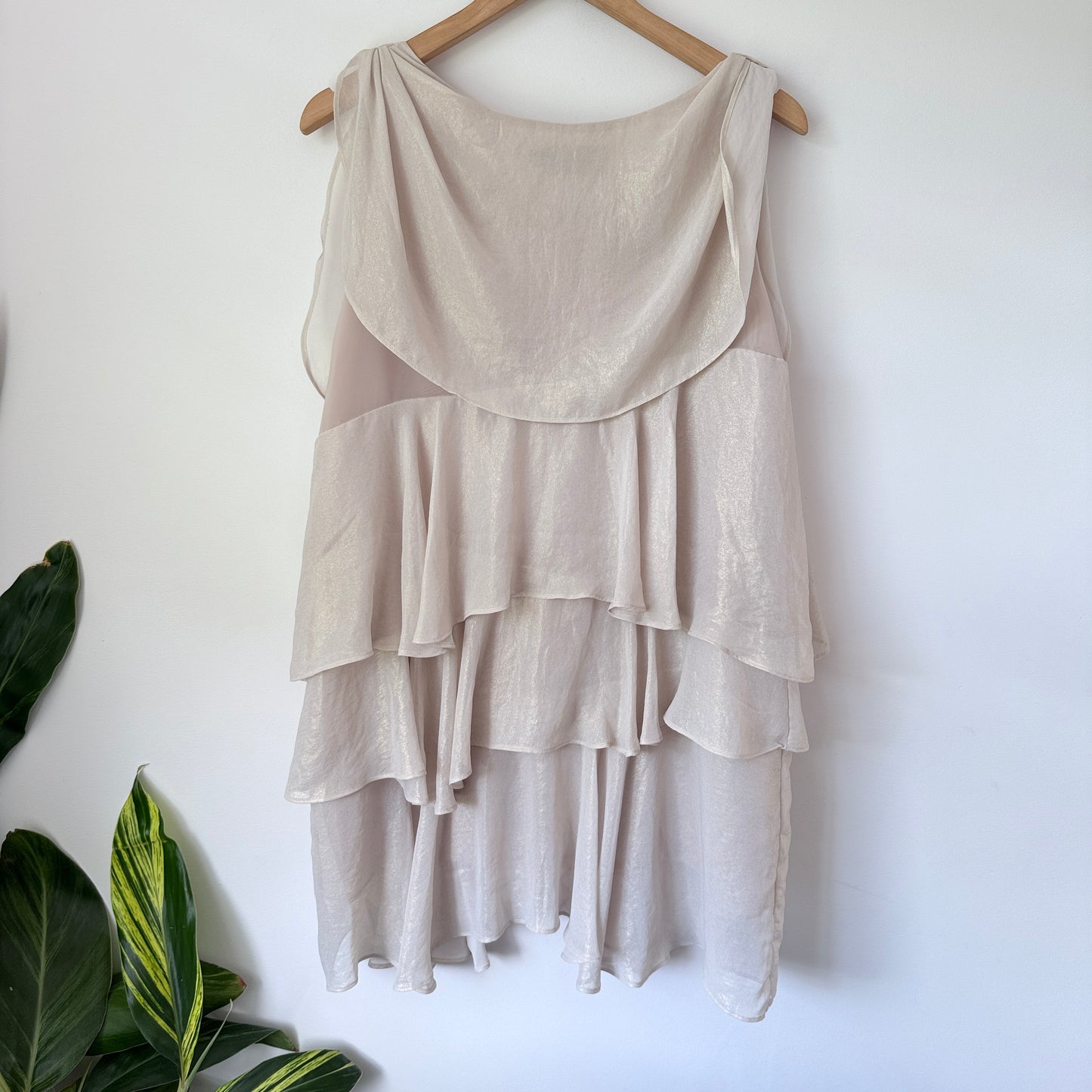 J J Park M/L Tiered Sleeveless Dress Tie-Shoulder Details