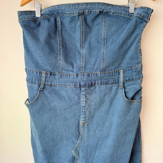 Mirrou Denim Strapless Midi Skirt – Size 14