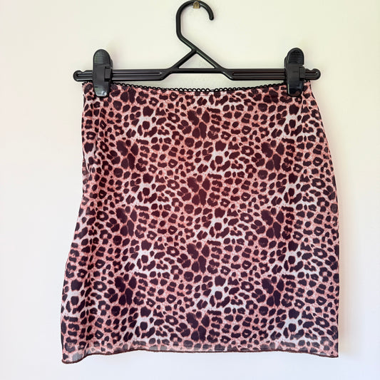 SHEIN Leopard Print Mesh Mini Skirt - Size M